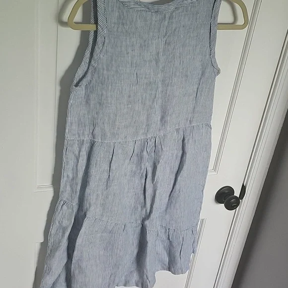 NWOT Lucky Brand Blue Sleeveless V-Neck Tiered Linen Sundress - Picture 5 of 5